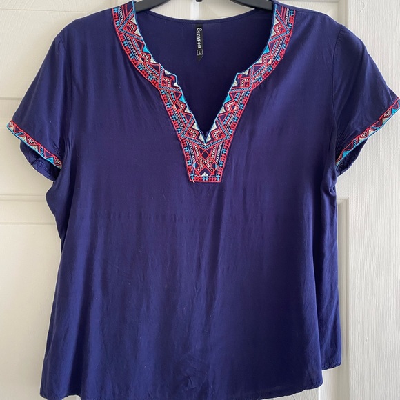 Embroidered blue blouse - Picture 1 of 3